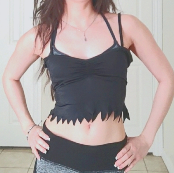 Edgy Bikini Top Bathing Suit Vampire Cosplay Witch Emo Satin Costume V Neck Sexy - Picture 1 of 9